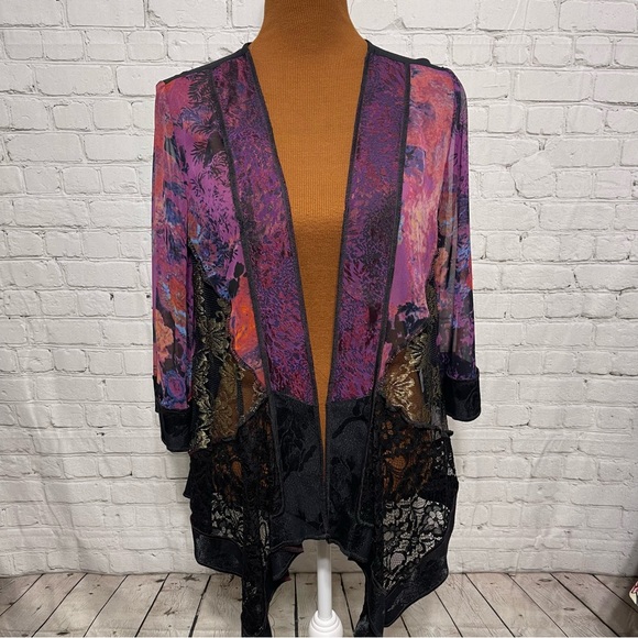 Studio VK Boho Mixed Media Sheer Cardigan Size S - Picture 1 of 6